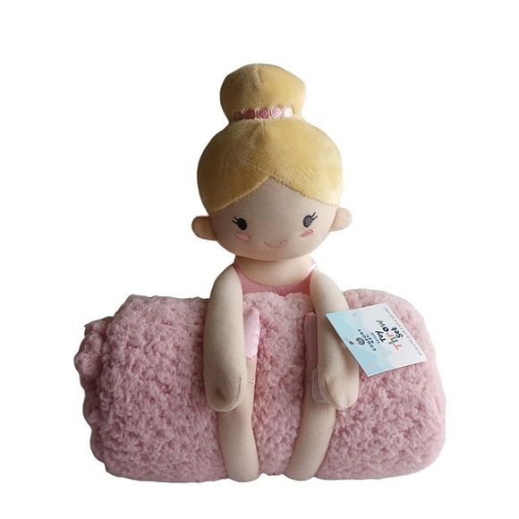 Ballerina Doll with Throw Blanket Set Caucasian Light Pink NWT - Picture 1 of 4
